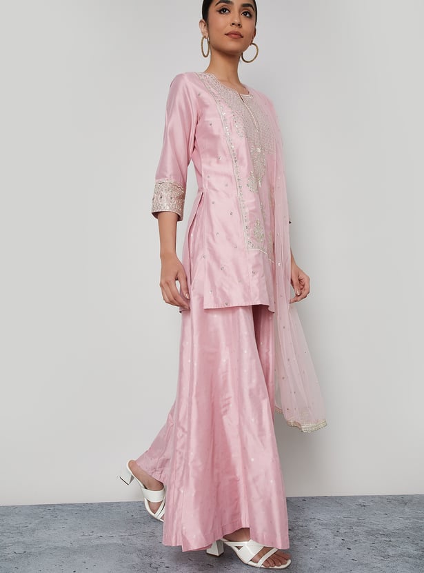 MELANGE Woven Design Flared Palazzos