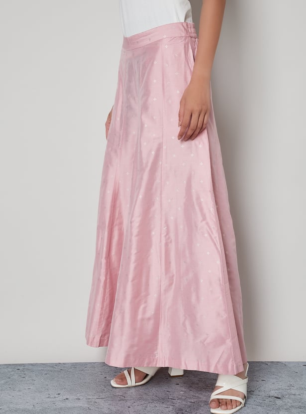 MELANGE Woven Design Flared Palazzos