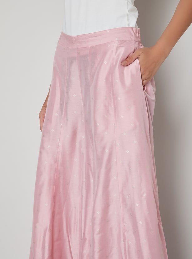 MELANGE Woven Design Flared Palazzos