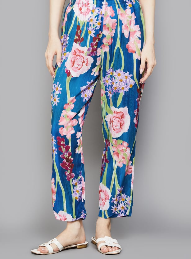 W Floral Print Straight Pants