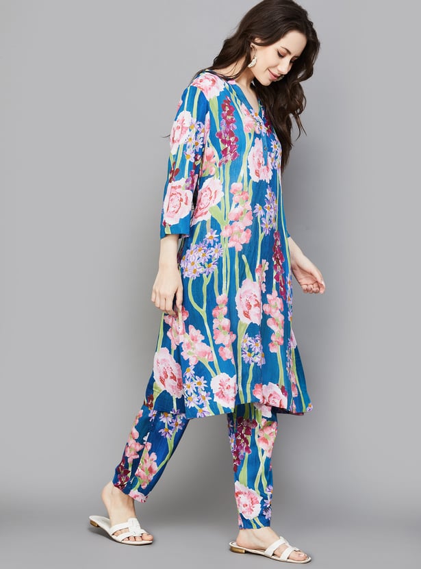 W Floral Print Straight Pants