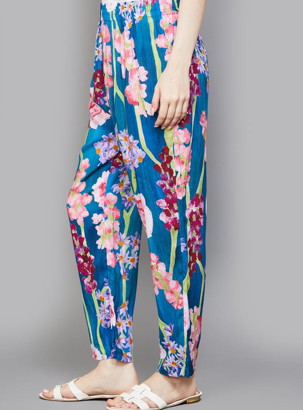 W Floral Print Straight Pants