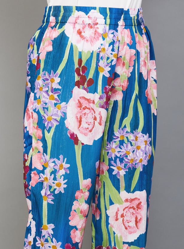 W Floral Print Straight Pants