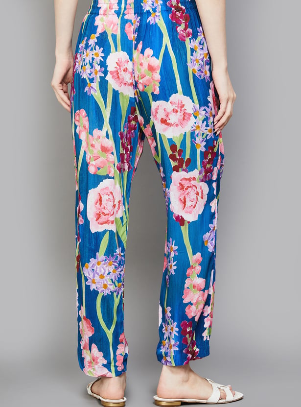 W Floral Print Straight Pants