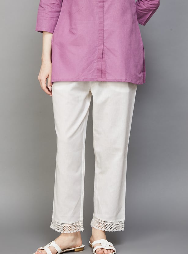 W Embroidered Straight Pants
