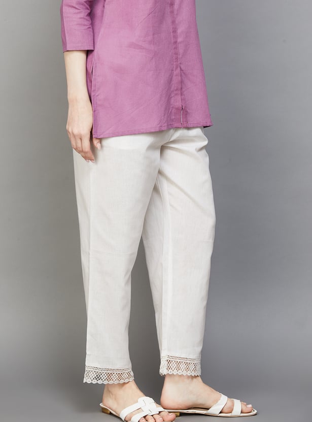 W Embroidered Straight Pants