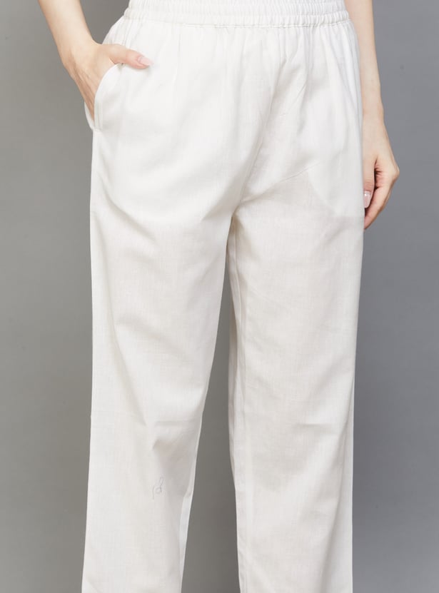 W Embroidered Straight Pants