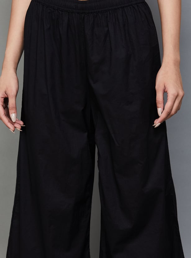 BIBA Schiffli Flared Palazzos