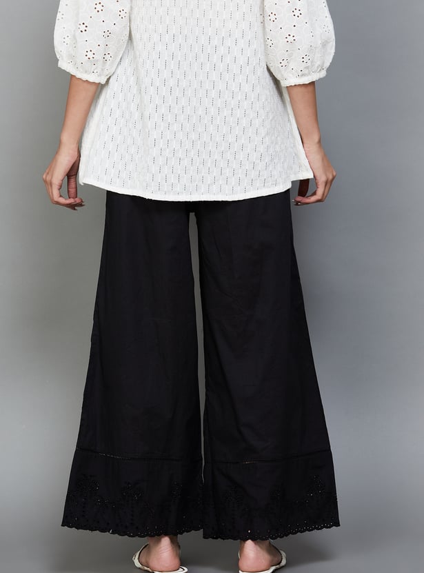BIBA Schiffli Flared Palazzos