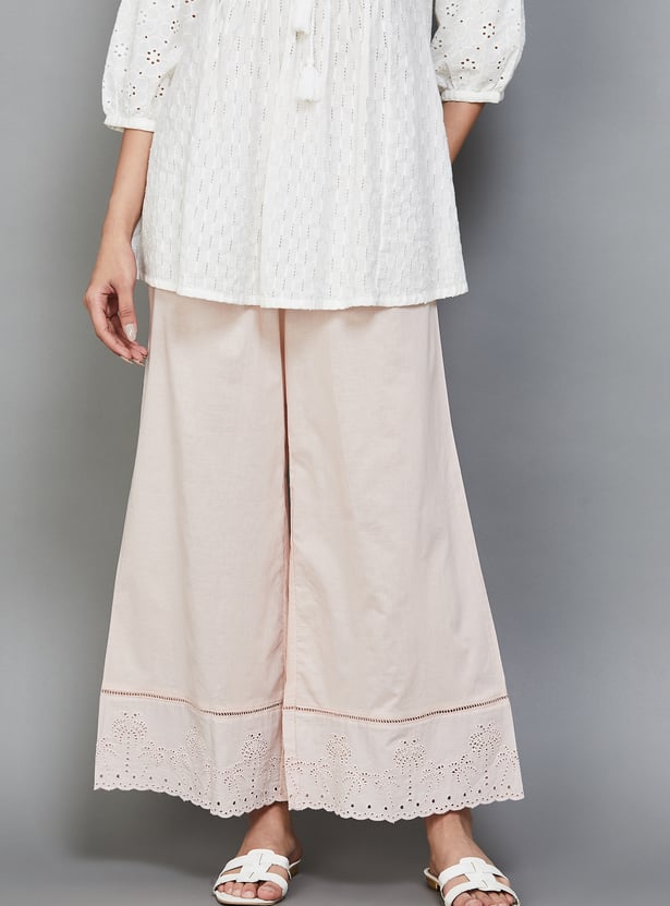 BIBA Schiffli Flared Palazzos