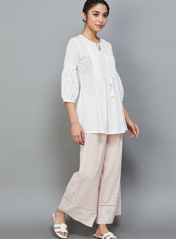BIBA Schiffli Flared Palazzos