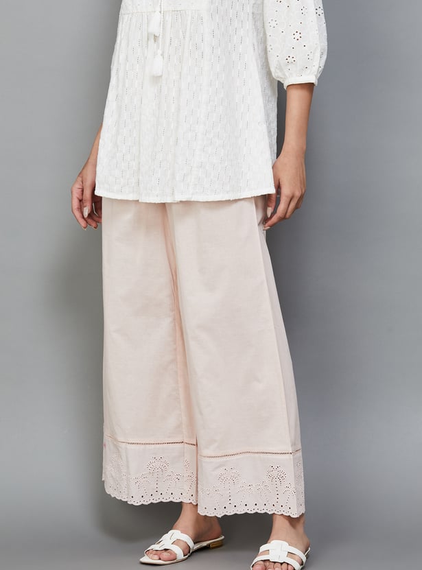 BIBA Schiffli Flared Palazzos
