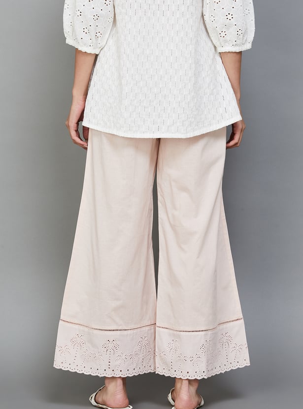 BIBA Schiffli Flared Palazzos