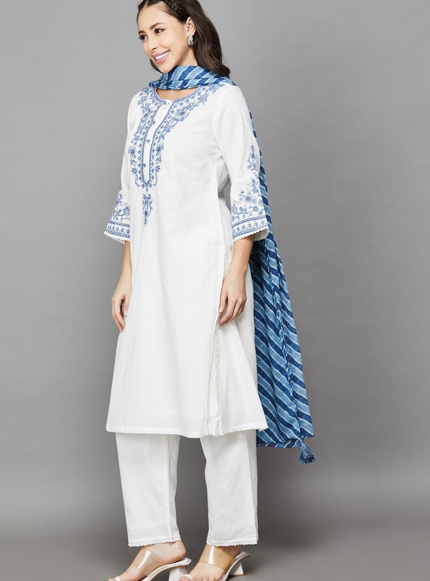 BIBA Embroidered Kurta Set