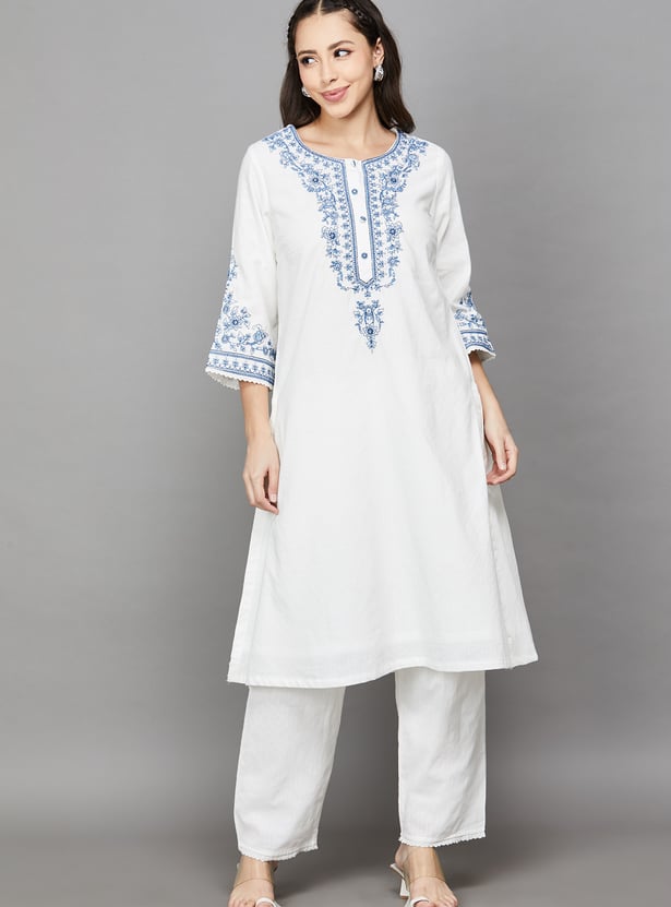 BIBA Embroidered Kurta Set