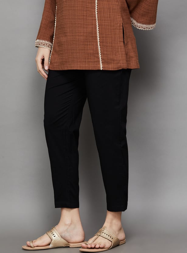BIBA Solid Straight Pants