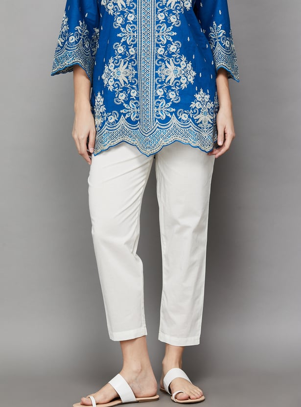 BIBA Solid Straight Pants