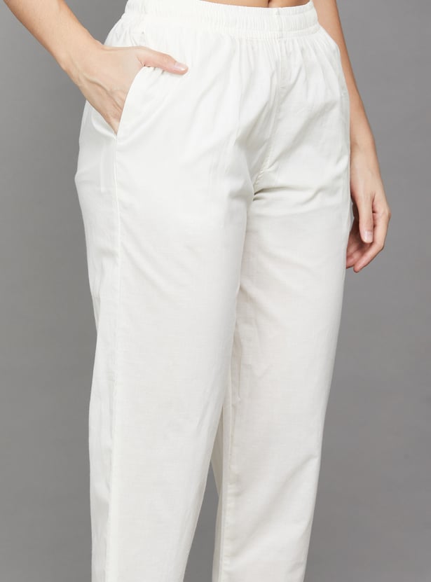 BIBA Solid Straight Pants