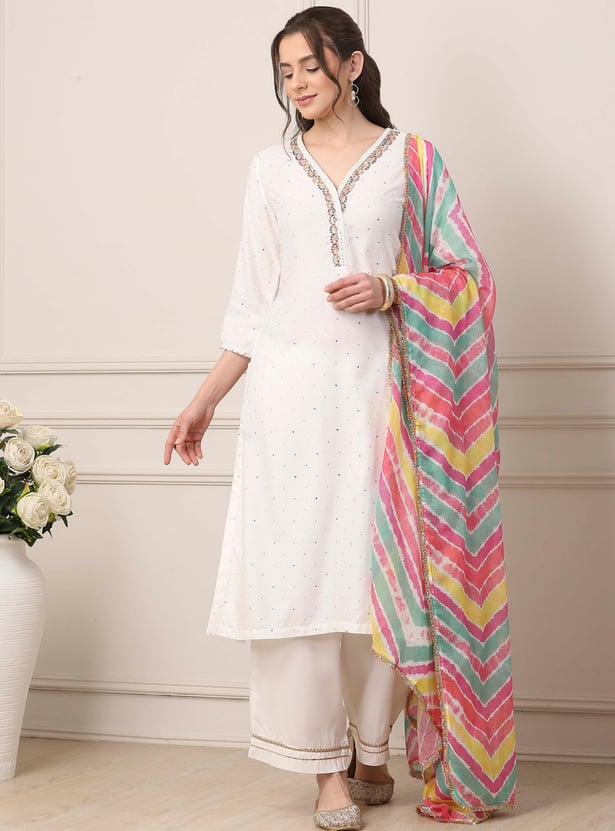 BIBA Embroidered Kurta Palazzo Set