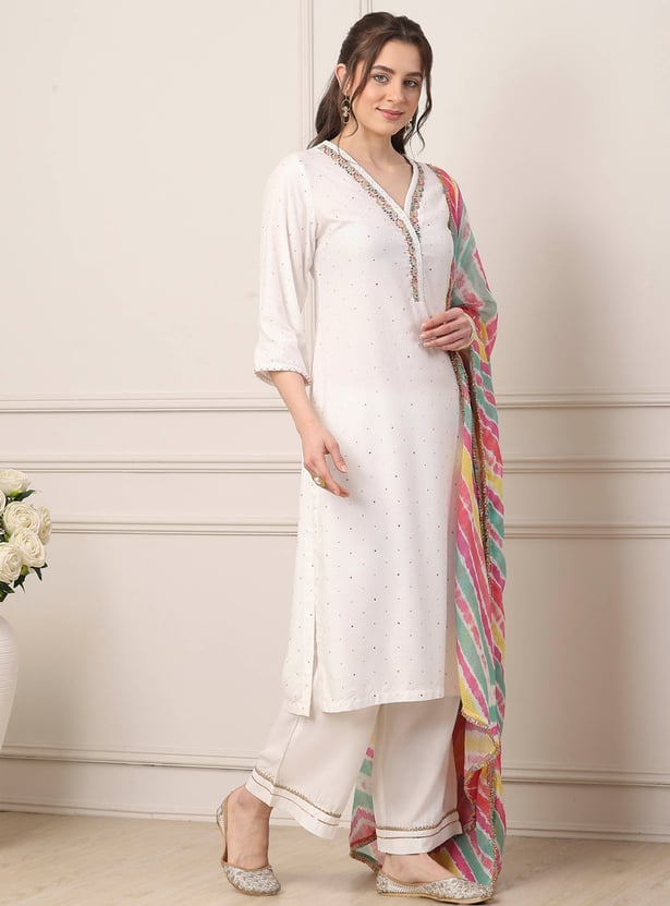 BIBA Embroidered Kurta Palazzo Set