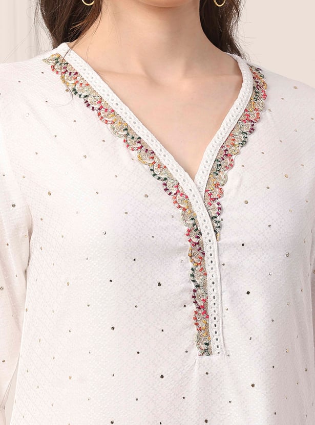 BIBA Embroidered Kurta Palazzo Set