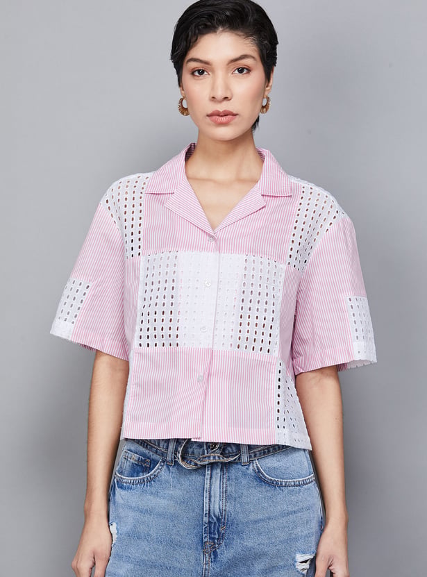 ONLY Striped Crop Shirt
