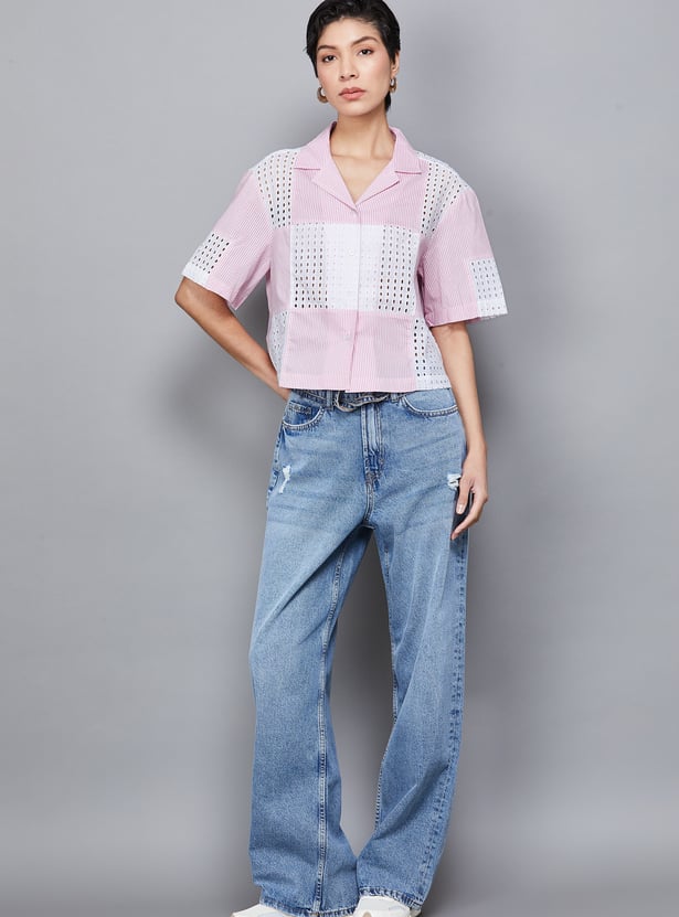 ONLY Striped Crop Shirt