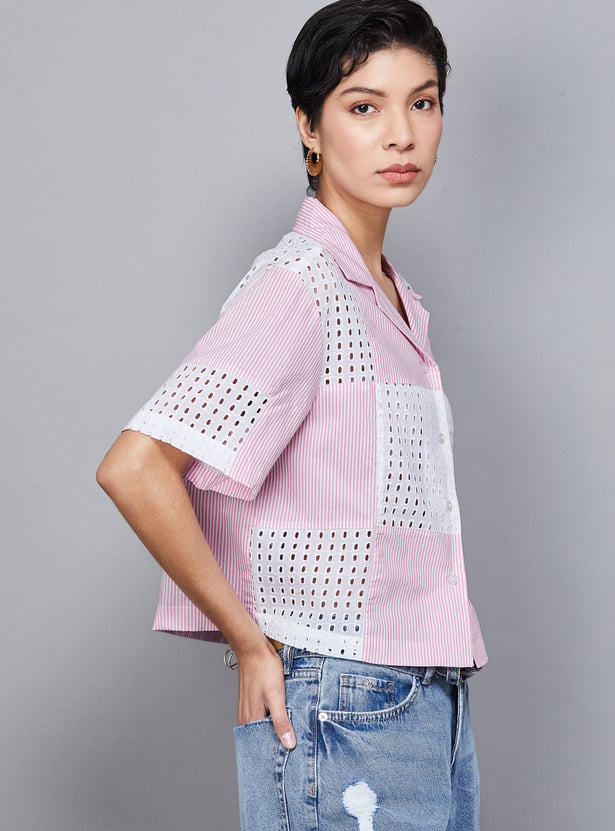 ONLY Striped Crop Shirt