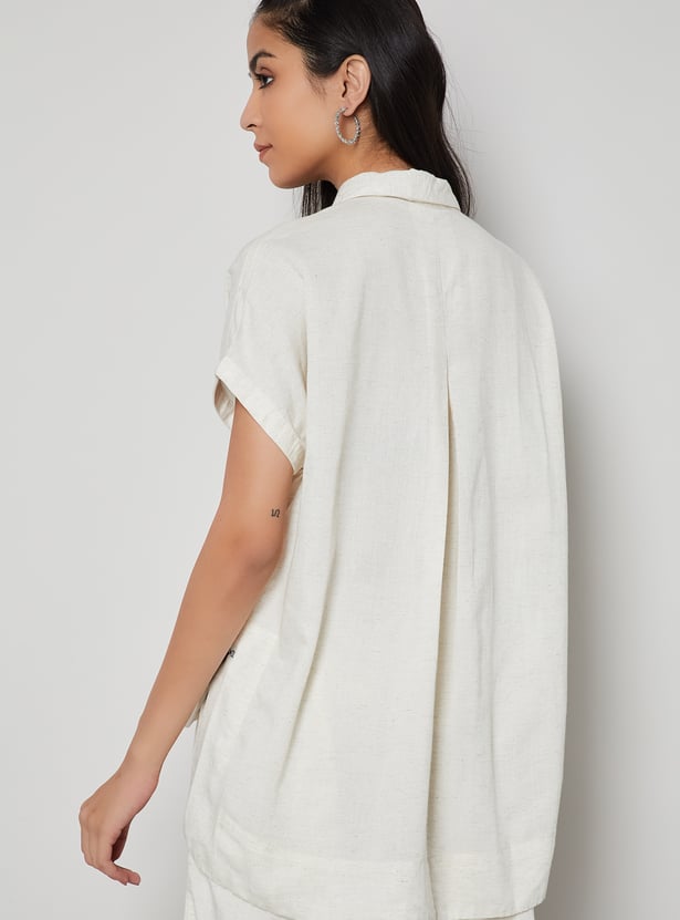MELANGE Solid Shirt Style Top