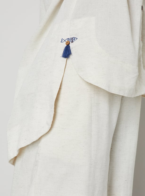 MELANGE Solid Shirt Style Top