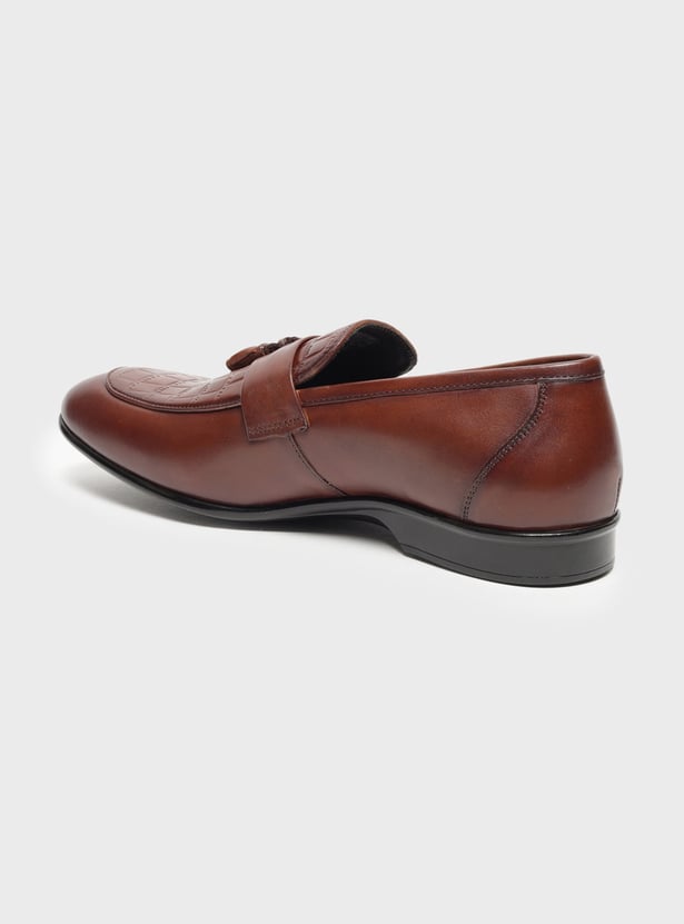 LOUIS PHILIPPE Embossed Tassel Slip-Ons