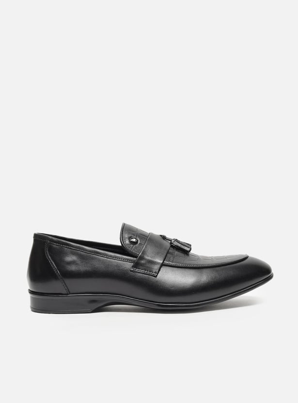 LOUIS PHILIPPE Embossed Tassel Slip-Ons