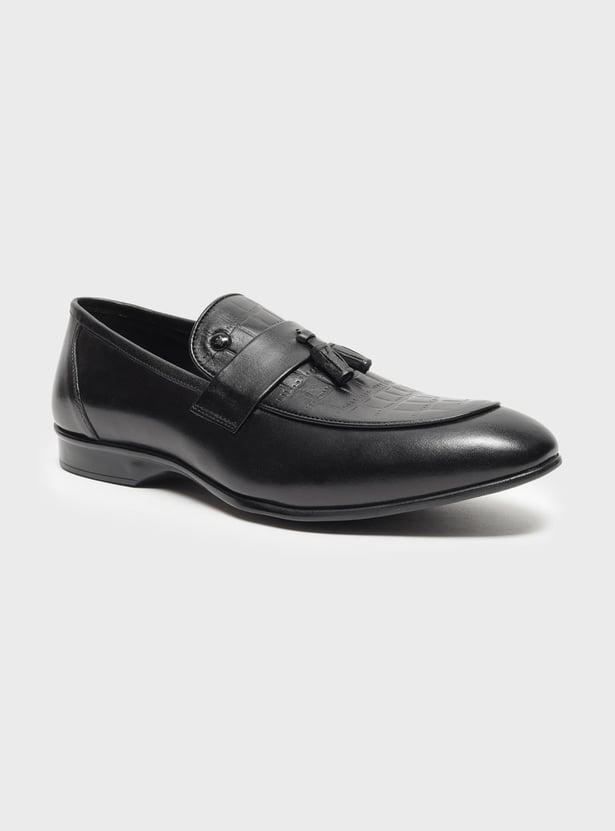 LOUIS PHILIPPE Embossed Tassel Slip-Ons