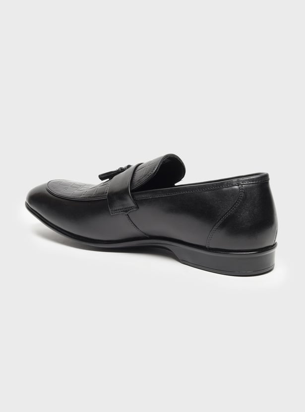 LOUIS PHILIPPE Embossed Tassel Slip-Ons