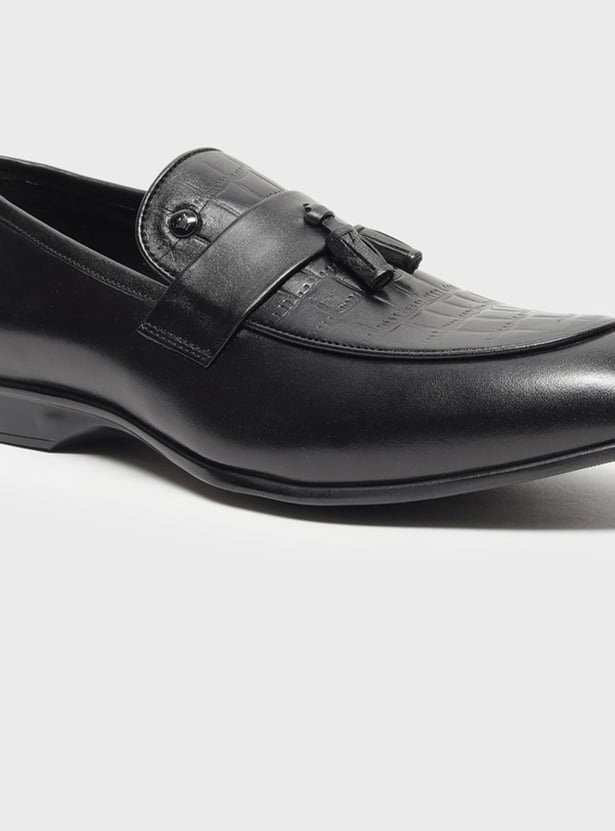 LOUIS PHILIPPE Embossed Tassel Slip-Ons