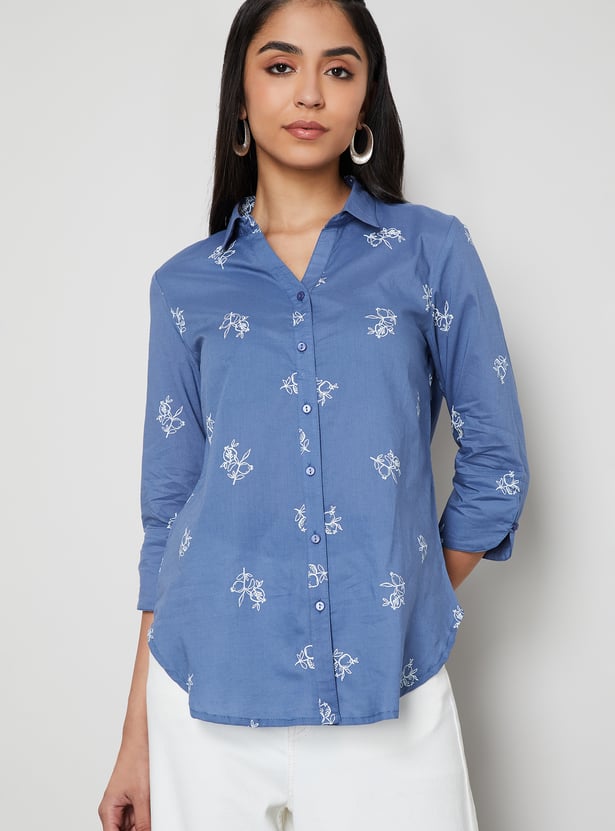 COLOUR ME BY MELANGE Floral Embroidered Top