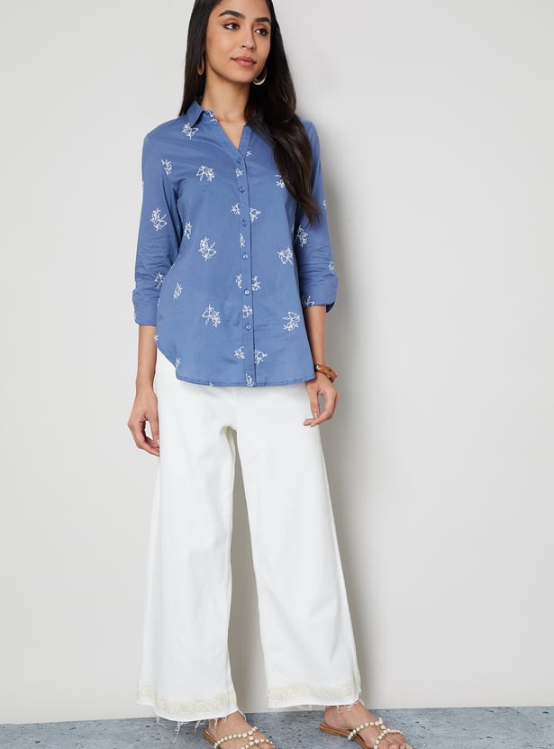 COLOUR ME BY MELANGE Floral Embroidered Top