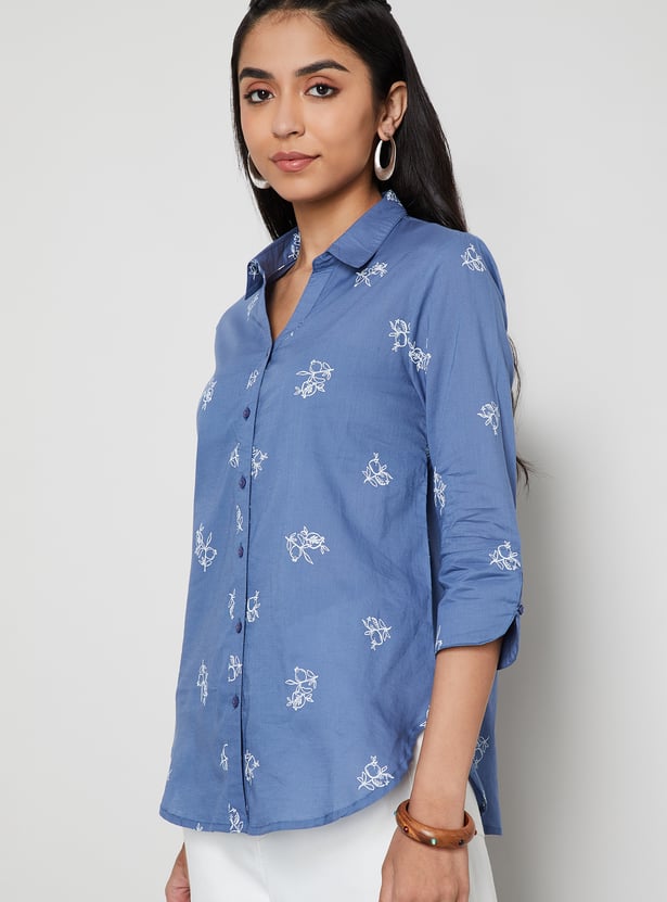 COLOUR ME BY MELANGE Floral Embroidered Top