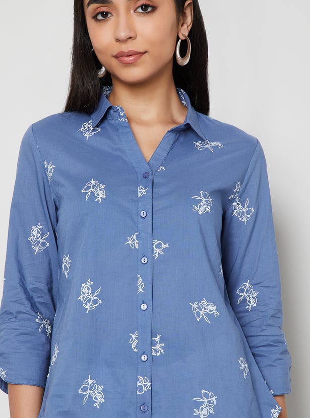 COLOUR ME BY MELANGE Floral Embroidered Top