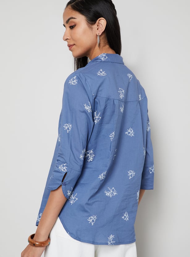 COLOUR ME BY MELANGE Floral Embroidered Top