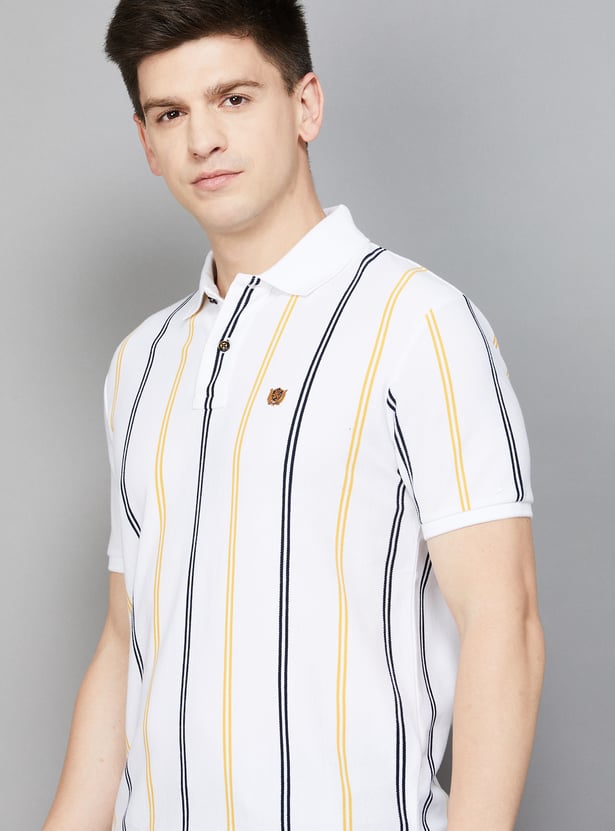 FAHRENHEIT Striped Polo T-shirt