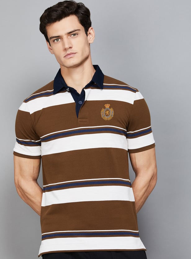 FAHRENHEIT Striped Polo T-shirt