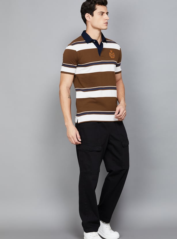 FAHRENHEIT Striped Polo T-shirt