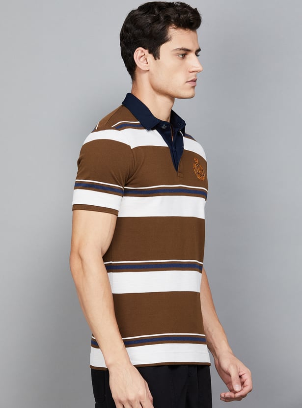 FAHRENHEIT Striped Polo T-shirt