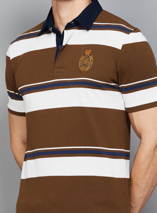 FAHRENHEIT Striped Polo T-shirt