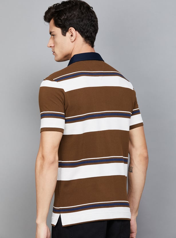 FAHRENHEIT Striped Polo T-shirt