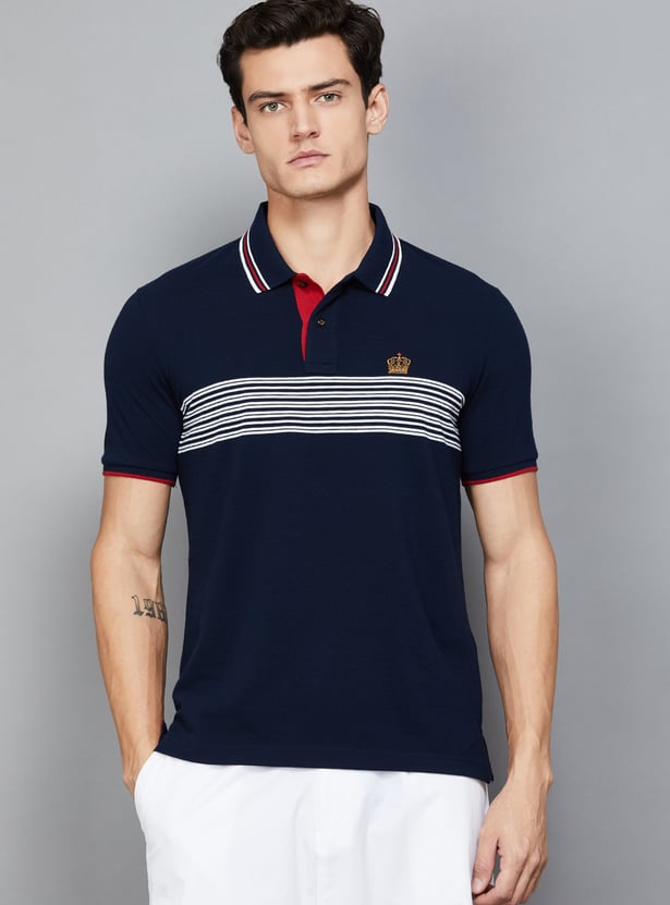FAHRENHEIT Striped Polo T-shirt