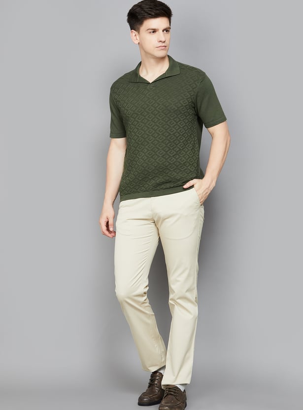 FAHRENHEIT Patterned Johnny Collar T-shirt