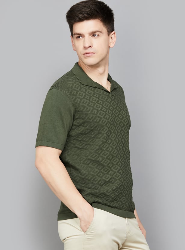 FAHRENHEIT Patterned Johnny Collar T-shirt