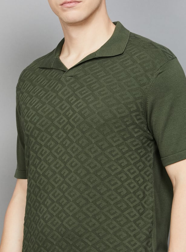 FAHRENHEIT Patterned Johnny Collar T-shirt